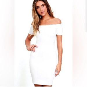 Lulus Me Oh My White Off-the-Shoulder Bodycon Dress size XS